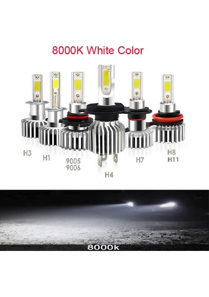 H11 Stili 8000K 2 Taraflı Des LED Mını Araba Far Lambası H11 Ampuller H7 H8 H9 Farlar Kiti Hb Hbk Sis Farı 12V LED Lamba Lm (Yurt Dışından)