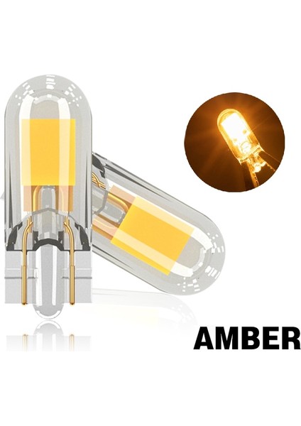 T10 W5W Stili Kehribar 2 Adet Yeni T10 LED Ampul W5W Safir Cob Drive-Free LED Kama Ampul Kubbe Okuma Lambası Ampul Süper Parlak 12V Araba Ampul 6000K (Yurt Dışından)