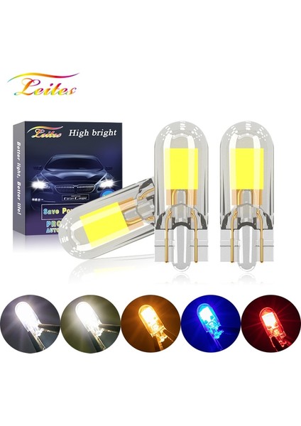 T10 W5W Stili Kehribar 2 Adet Yeni T10 LED Ampul W5W Safir Cob Drive-Free LED Kama Ampul Kubbe Okuma Lambası Ampul Süper Parlak 12V Araba Ampul 6000K (Yurt Dışından)