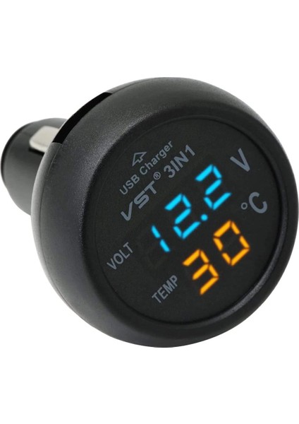 Kırmızı Stil Dijital LED Araç Çakmak Voltmetre Termometre Araba Kamyon USB Şarj Cihazı Sıcaklık Ölçer Voltmetre (Yurt Dışından)