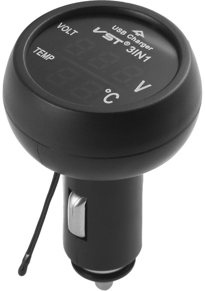 Kırmızı Stil Dijital LED Araç Çakmak Voltmetre Termometre Araba Kamyon USB Şarj Cihazı Sıcaklık Ölçer Voltmetre (Yurt Dışından)
