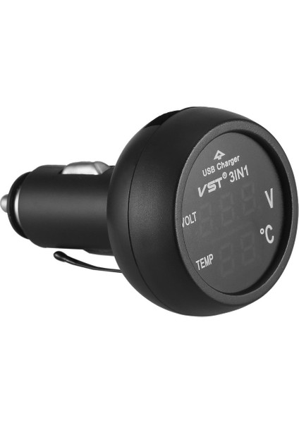 Kırmızı Stil Dijital LED Araç Çakmak Voltmetre Termometre Araba Kamyon USB Şarj Cihazı Sıcaklık Ölçer Voltmetre (Yurt Dışından)