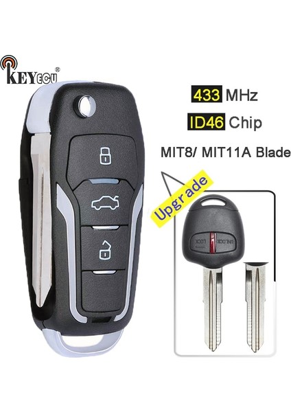 G8D-571M-A Mıt8 Stili Keyecu 433MHZ ID46 Mitsubajero, Lancer ve Outlander Için Yükseltilmiş Flip 2 Düğmeli Uzaktan Anahtarlık Sol MIT11R Sağ Bıçak (Yurt Dışından)