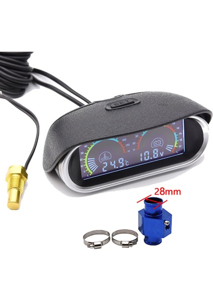 B 28 mm Adaptör Stili ile Oto Araba Su Sıcaklık Ölçer Voltmetre Arabalar Için mm Adaptörü 10 mm Araba Sıcaklık Sensörü Npt Metre-10 ~ 110 Santigrat 12V 24V (Yurt Dışından)