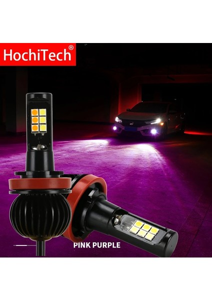 H9 Stili Pembe Otomatik Ön Sis Ampulleri Çift Renkli 55W H11 H3 H Hb Hb H27 LED Işıklar Beyaz Sarı Mavi Kırmızı Pembe (Yurt Dışından) modelleri