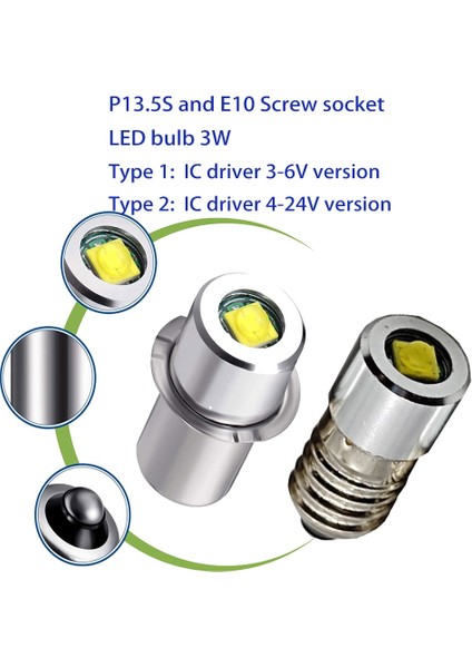 4 Adet Lot Tarzı E10 .4-24V LED P13.5S E10 3W 3V 4.5V 6V 18V 24V LED Lamba Ampul El Feneri Değiştirme Ampul Torch Acil Durum Ampulleri Çalışma CD Hücreleri (Yurt Dışından)