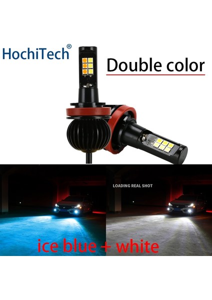 H8 Stili Buz Mavisi ve Beyaz Otomatik Ön Sis Ampulleri Çift Renkli 55W H11 H3 H Hb Hb H27 LED Işıklar Beyaz Sarı Mavi Kırmızı Pembe (Yurt Dışından) fiyatları