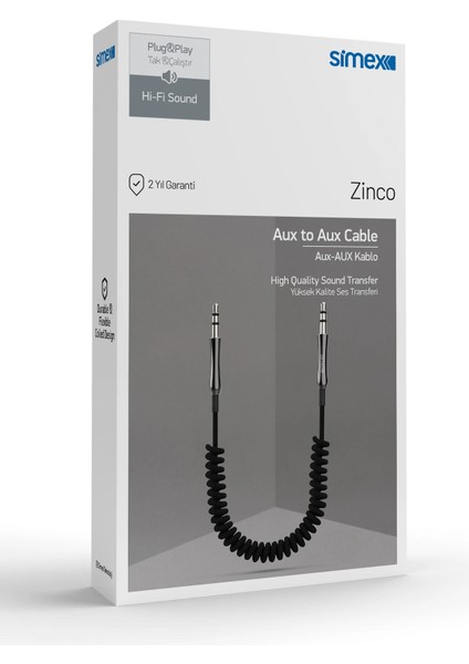 Zinco Aux Ses Kablosu 3.5mm Kumaş Spiralli Sa-01 modelleri