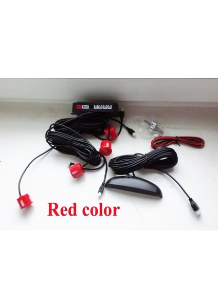 Kırmızı 4 Sensör Buzzer Araba Park Sensörü Kiti Ters Yedekleme Radar Sesli Uyarı Göstergesi Prob Sistemi 12V Parktronic (Yurt Dışından)