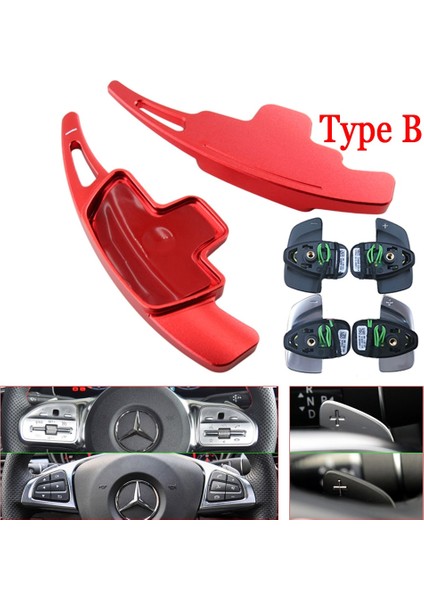 B Tipi Kırmızı Stil Mercedes Benz Amg ALA45 Gle Gla Cls Gls W205 W213 Eqc Araba Direksiyon Paddle Shift Uzatma Shifter Dsg Çıkartmalar (Yurt Dışından)