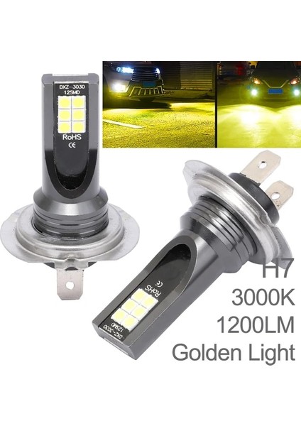 H7 Altın Işık 2 Adet LED Araba Far H1 H3 H7 H8 H9 H11 Hb3 Hblm Ön Işık Sürüş Sis Lambası Otomobil LED Ampul (Yurt Dışından)
