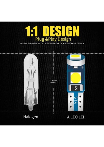 Kehribar Tarzı T5 Aıleo T5 W3W W1.2W Üst Parlak LED Araba Panosu Isınma Göstergesi Kama Ampul Otomatik Gösterge Lambası (Yurt Dışından)