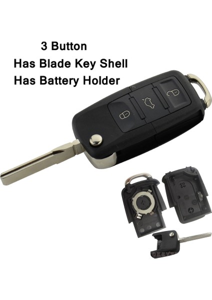 Hiçbir Bıçağın Tutucu Stili Yoktur Okeyte Düğmesi Araba Uzaktan Çevirme Katlanır Anahtar Kabuk Kılıf Fob V W Volkswagen Passat Polo Golf Touran Octavia Kesme Bıçağı (Yurt Dışından) modelleri