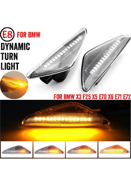 Kristal Beyazı Dinamik Akan LED Yan Işaretleyici Dönüş Sinyali Işığı Bmw X5 E70 X6 E71 E72 X3 F25 Sıralı Lamba Flaşör (Yurt Dışından)