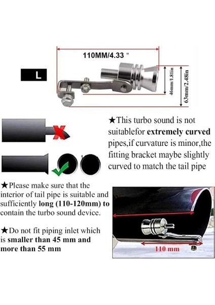 Xl Tarzı Xl Motosiklet Araba Egzoz Sahte Turbo Düdük Boru Ses Susturucu Üfleme Vanası Evrensel Simülatörü Whistler Gümüş (Yurt Dışından)