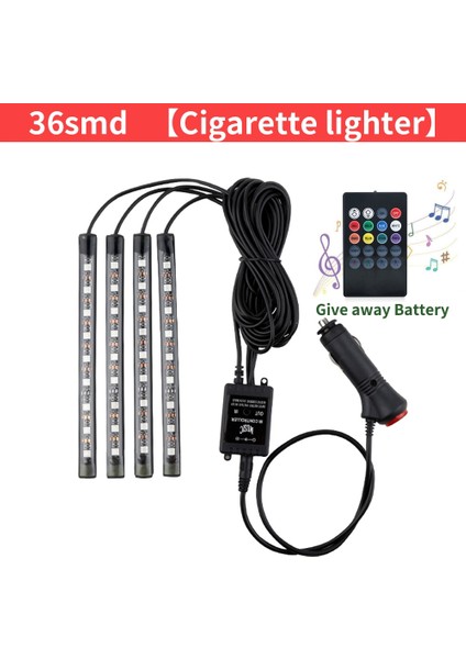 ÇAKMAK-36LED LED Araba Ayak Işığı USB Kablosuz Uzaktan Müzik Kontrollü Ortam Lambası Çoklu Modlar Otomotiv Iç Dekoratif Işıklar (Yurt Dışından)