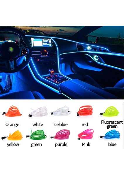 3m 9.9ft Stili Pembe Araba Iç Aydınlatma Dekoratif Lamba El Kablolama Neon Şerit Oto Dıy Esnek Ortam Işığı USB Parti Atmosfer Lambası (Yurt Dışından)