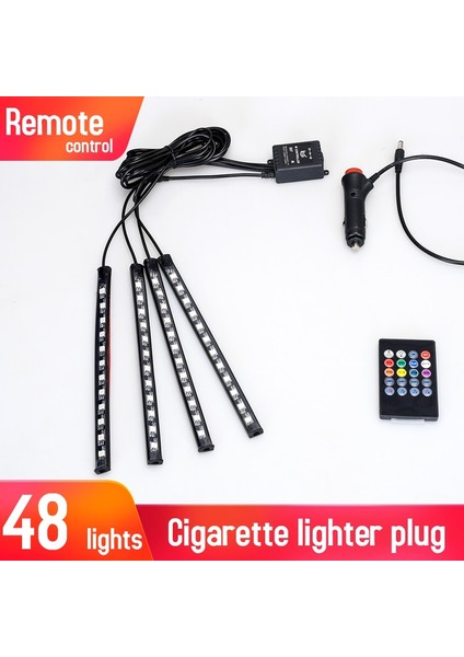 48LED Puro Uzaktan Kumandası USB Çakmak ile LED Araç Iç Aydınlatma Ortam Atmosfer Mood Işık Rgb Uzaktan Uygulama Oto Ayak Dekoratif Lamba (Yurt Dışından)