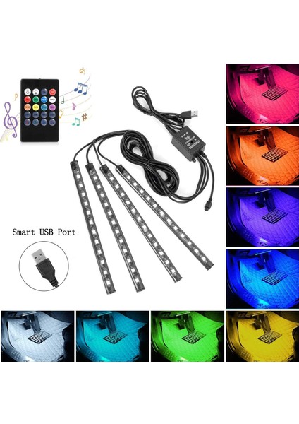 ÇAKMAK-36LED LED Araba Ayak Işığı USB Kablosuz Uzaktan Müzik Kontrollü Ortam Lambası Çoklu Modlar Otomotiv Iç Dekoratif Işıklar (Yurt Dışından) fırsatları
