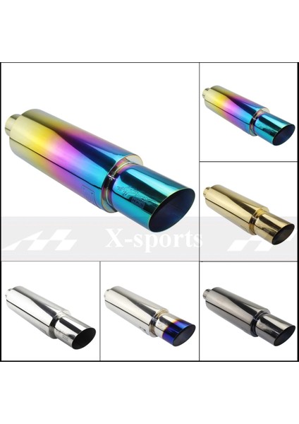Düz Çok Renkli 63 mm Stili Araba Styling Egzoz Sistemi Boru Kuyruk Evrensel Yarış Susturucu Yüksek Paslanmaz Çelik Ufflers Gümüş (Yurt Dışından) modelleri