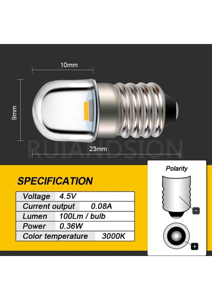 Sıcak Beyaz Tarzı 4.5V 4x E10 3V 4.5V 6V 12V Sıcak Beyaz Minyatür 2835LED Mes Yükseltme Ampul Lamba Değiştirme Için Torch El Feneri Far Motorlu Bisiklet (Yurt Dışından)