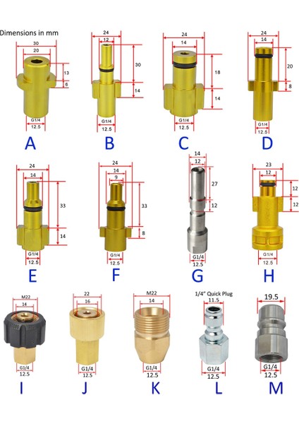 M22 Erkek Stili Basınçlı Yıkama Tabancası Lance Bayonet Konnektör Kar Köpüğü Lance Nozul Adaptörü Köpük Topu Sabun Tabancası Adaptörü Bağlantı Parçası (Yurt Dışından) modelleri
