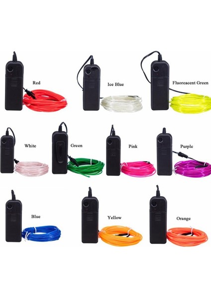 Floresan Yeşil 3 M 3V Araba Iç LED Dekoratif Lamba El Kablolama Neon Şerit Otomatik Dıy Esnek Ortam Işığı USB Parti Atmosfer Diyot (Yurt Dışından)