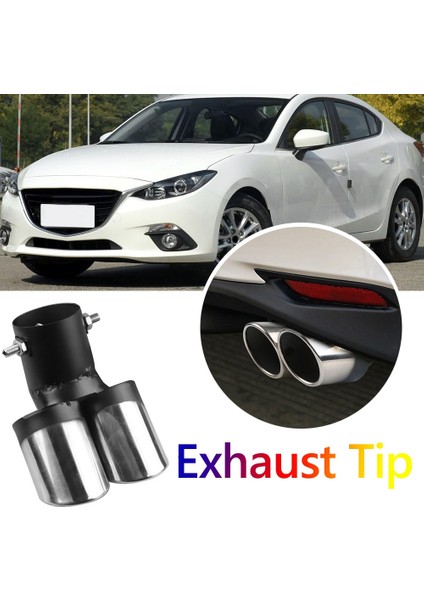 No.2 Tarzı Evrensel Oto Susturucu Susturucu Çift Çıkışlı Araba Egzoz Ucu Paslanmaz Çelik Eğimli Haddelenmiş Kenar Blacksilver Anti-Direnç Repai (Yurt Dışından) fırsatları