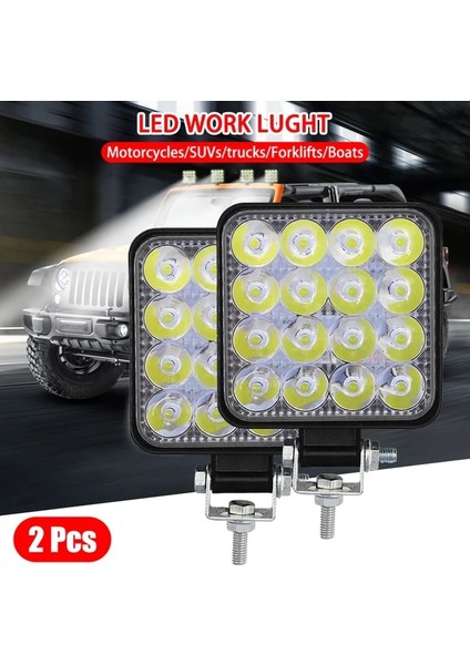 2 Adet Tarzı 48W LED Çalışma Işığı Kare 12V 24V Off Road Sel Spot Lambası Araba Kamyon Suv Su Geçirmez Toz Geçirmez Çalışma Lambası Araba Aksesuarları (Yurt Dışından)