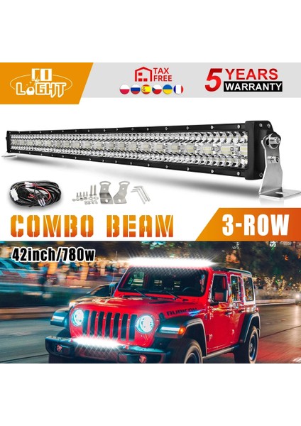 1 Adet Braket Tarzı Co Işık 12D 42 Iw LED Işık Çubuğu 3 Sıralı Combo LED Kirişler LED Çalışma Işığı Sürüş Offroad Araba Kamyon 4x4 Suv Atv Tekne 12V 24V (Yurt Dışından) fırsatları
