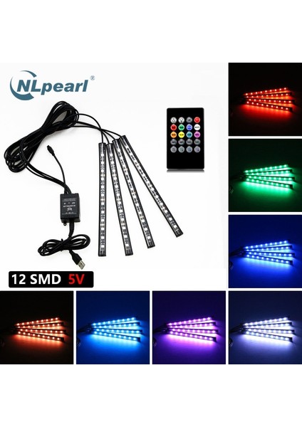 48LED Cigaapp-Uzaktan Kumanda Nlpearl Dekoratif Lamba LED Araba Ayak Işığı USB Kablosuz Uzaktan Müzik Kontrollü Ortam Lambası Rgb Iç Atmosfer Lambası (Yurt Dışından)