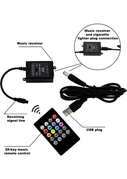 48LED Cigaapp-Uzaktan Kumanda Nlpearl Dekoratif Lamba LED Araba Ayak Işığı USB Kablosuz Uzaktan Müzik Kontrollü Ortam Lambası Rgb Iç Atmosfer Lambası (Yurt Dışından)