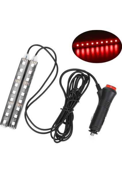 Kırmızı V LED Dash Zemin Ayak Şerit Işığı Otomatik Atmosfer Lambası Çakmak Adaptörü Araba Iç Dekoratif Lamba Araba-Stil (Yurt Dışından)