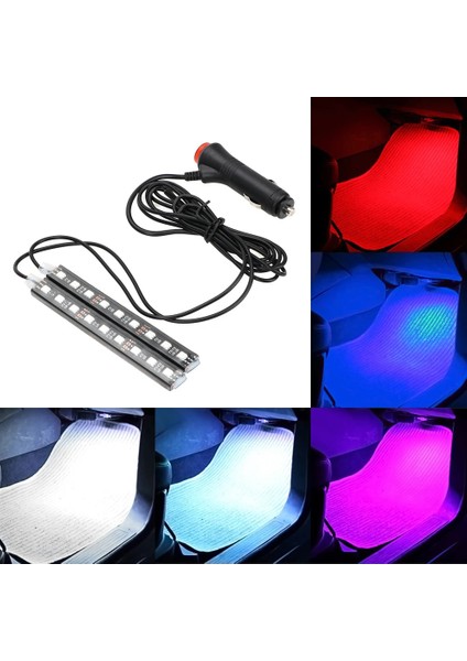 Kırmızı V LED Dash Zemin Ayak Şerit Işığı Otomatik Atmosfer Lambası Çakmak Adaptörü Araba Iç Dekoratif Lamba Araba-Stil (Yurt Dışından) modelleri