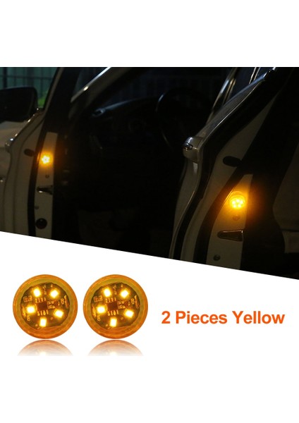 Sarı x 2 Adet Evrensel LED Araba Açılış Kapısı Güvenlik Uyarısı Çarpışma Önleyici Işıklar Manyetik Sensör Strobe Yanıp Sönen Alarm Işıkları Park Lambası (Yurt Dışından)