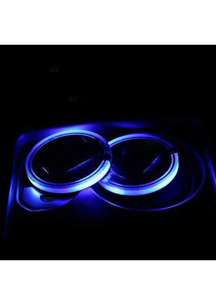 Mavi Güneş Enerjili LED Araba Bardak Tutucu Mat Pad Içecek Şişesi Coaster Işık ve Titreşim Sensörlü Araba Iç Dekorasyon Akrilik (Yurt Dışından) fırsatları