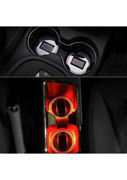 Mavi Güneş Enerjili LED Araba Bardak Tutucu Mat Pad Içecek Şişesi Coaster Işık ve Titreşim Sensörlü Araba Iç Dekorasyon Akrilik (Yurt Dışından) indirimleri