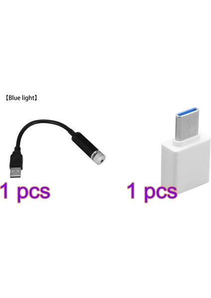 Typec Otg ile Mavi Araba Tavan Projeksiyon Işığı USB Taşınabilir Ayarlanabilir LED Atmosfer Işığı Iç Tavan Projektörü Kırmızımavi Işık (Yurt Dışından)