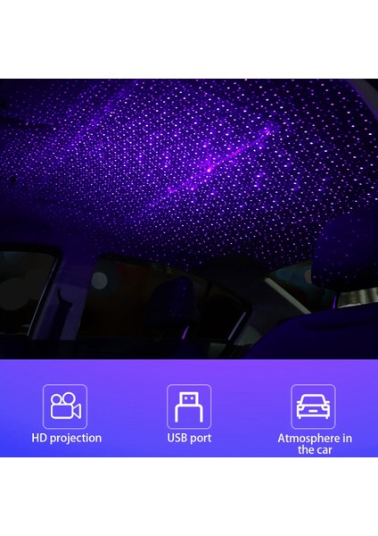 Typec Otg ile Mavi Araba Tavan Projeksiyon Işığı USB Taşınabilir Ayarlanabilir LED Atmosfer Işığı Iç Tavan Projektörü Kırmızımavi Işık (Yurt Dışından)