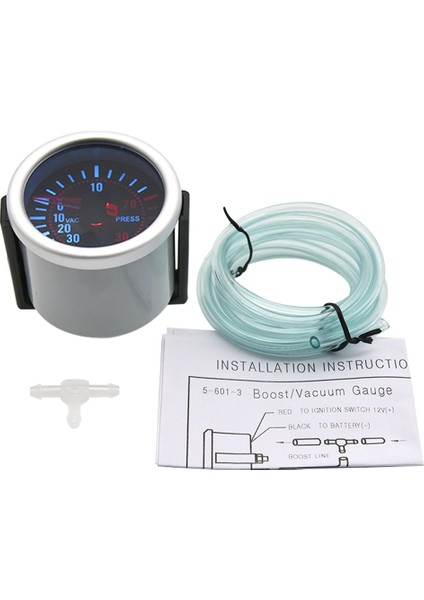 BL0062 Stili Evrensel 12V Oto Araba Duman Len Pointer Boost Ölçer -1~0~2 Bar Turbo Boost Metre Beyaz LED -30~0~30 Psı Takometre (Yurt Dışından) fırsatları