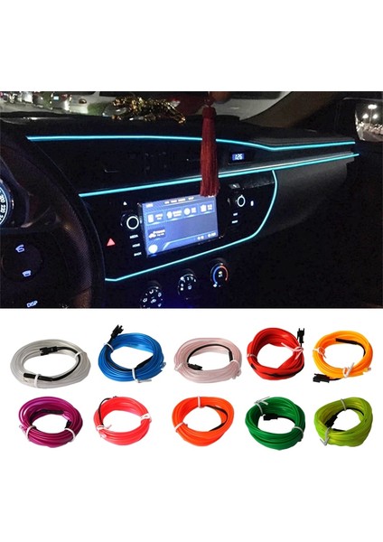 Çakmak Tarzı Kırmızı Sıcak Satış Araba Iç Aydınlatma LED Şerit Dekorasyon Garland Tel Halat Tüp Hattı USB Sürücülü Esnek Neon Işık (Yurt Dışından)