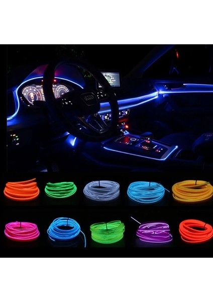 2 Milyon Stili 5V USB Sürücü Otomobil Atmosfer Lambası Araba Iç Aydınlatma LED Şerit Dekorasyon Çelenk Tel Halat Tüp Hattı Esnek Neon Işık USB Sürücü (Yurt Dışından)