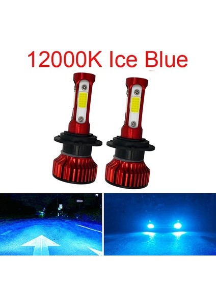 H1 Stili 12000K Kırmızı 4 Taraf Muxall W Lm 4 Taraflı Araba Far Ampulleri Kiti H4 LED H7 H11 H Hb Hb Oto Ampul 6500K Sis Farı (Yurt Dışından)