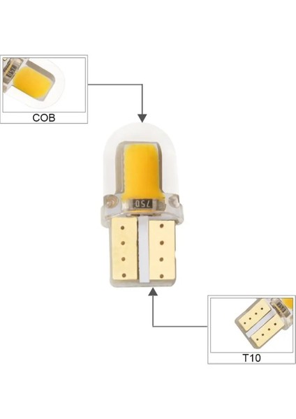 Beyaz Stil 10 Parça T10 LED Canbus W5W LED Ampul 6000K Beyaz Sinyal Kubbe Lambası Otomatik 12V Okuma Plaka Lambası Araba Iç Işıkları (Yurt Dışından)