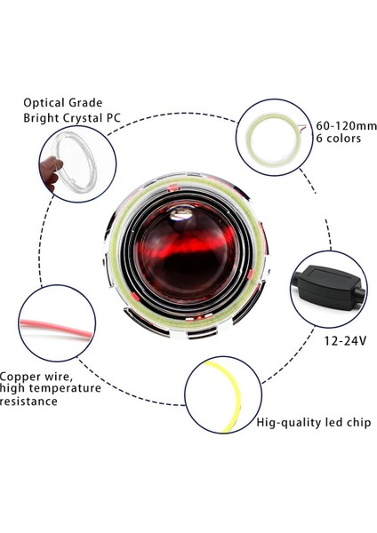 Sarı Stil 110 mm 2 Adet Angel Eyes LED Oto Halo Halka Işık Araba Ampüller Cob Far Drl Gündüz Çalışan Işık Araba Styling Dekoratif Işıklar (Yurt Dışından) fırsatları