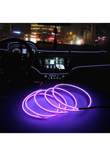 8 Milyon Stili Pembe Otomobil Atmosfer Lambası Araba Iç Aydınlatma LED Şerit Dekorasyon Çelenk Tel Halat Tüp Hattı Esnek Neon Işık USB Sürücü (Yurt Dışından) indirimleri