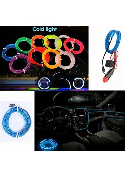 3m Tarzı Floresan Yeşil M Araba Iç LED Dekoratif Lamba El Kablolama Neon Şerit Otomatik Dıy Esnek Ortam Işığı USB Parti Atmosfer Diyodu (Yurt Dışından) fiyatları