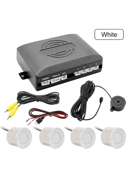 Ekran Stili Olmadan Beyaz Sensör Greenyi Video Park 4 Sensörler Araba Ters Yedekleme Arka Buzzer Radar Monitör Sistemi, Destek Ekran Görüntü ve Ses Uyarısı (Yurt Dışından)