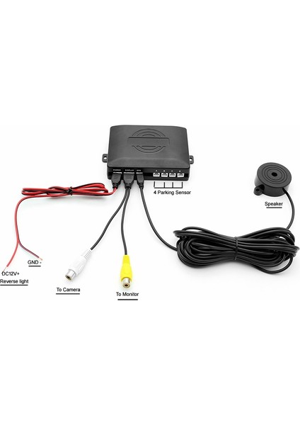 Ekran Stili Olmadan Beyaz Sensör Greenyi Video Park 4 Sensörler Araba Ters Yedekleme Arka Buzzer Radar Monitör Sistemi, Destek Ekran Görüntü ve Ses Uyarısı (Yurt Dışından)