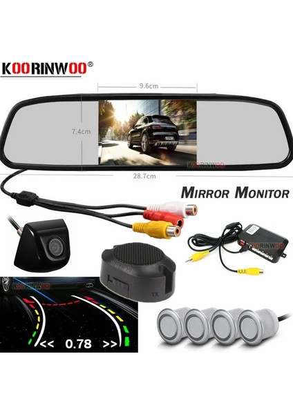 1 Adet Tarzı Kablosuz Modül Koorinwoo Dinamik Yörünge Parktronic Otopark Ters Radar Alarm Sistemi Düz Sensörler Ayna Monitör Dikiz Kamerası (Yurt Dışından)